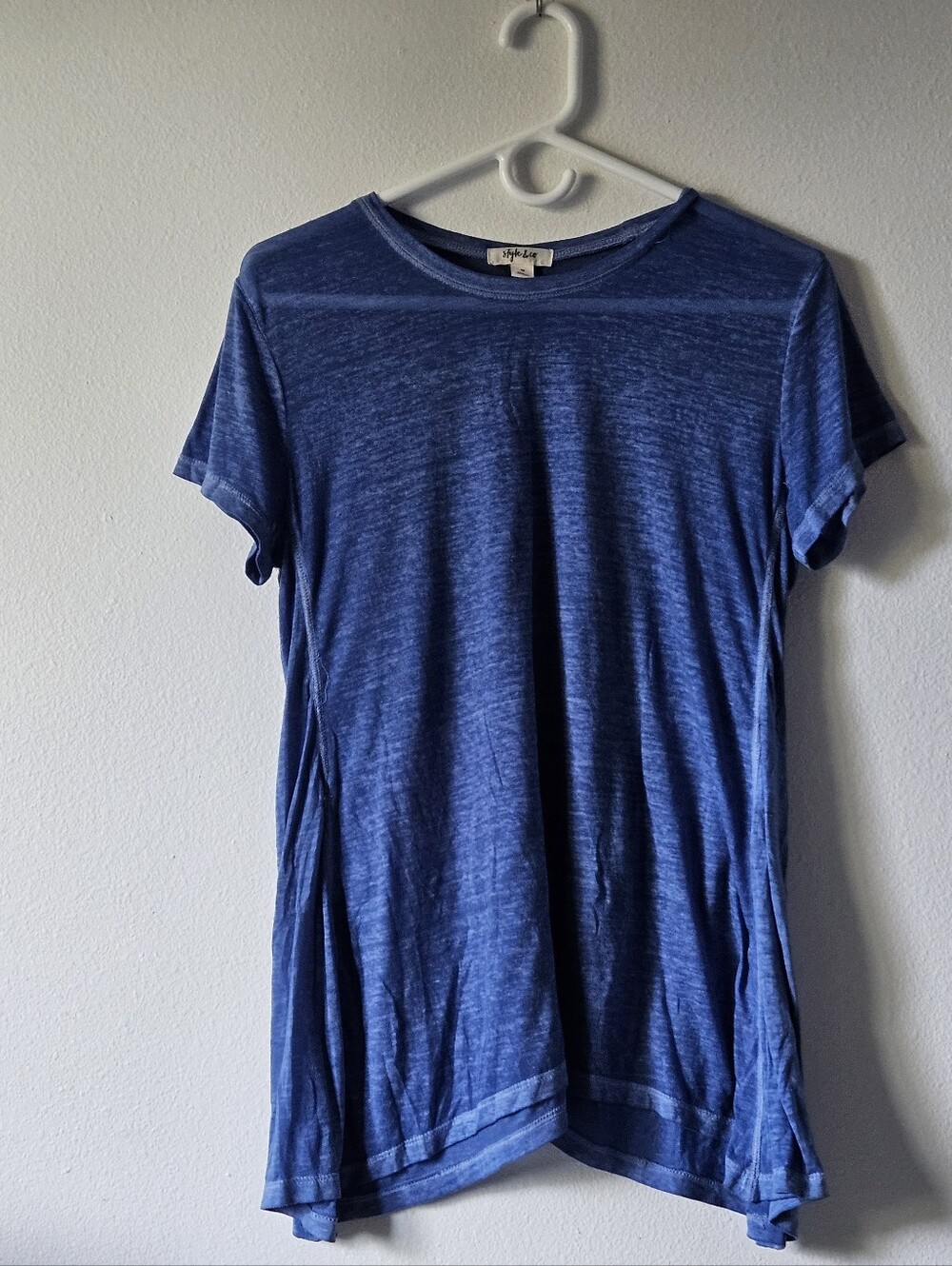Style & Co. Heathered Blue Crewneck Tunic